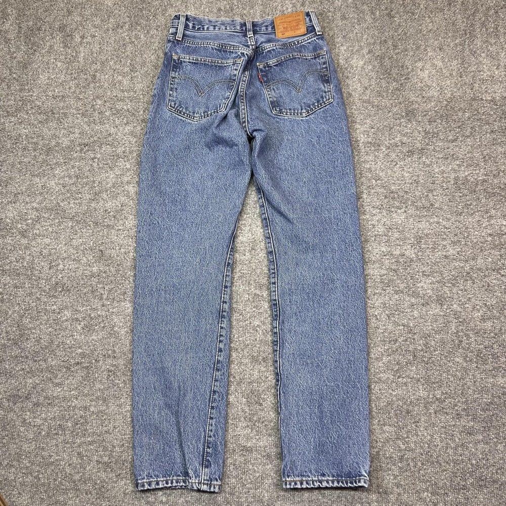 Levis 501 Jeans Womens 0 Blue Med Wash Straight Leg Button Fly Denim 25x28